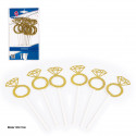 Topper anillos con diamante purpurina oro 6pcs