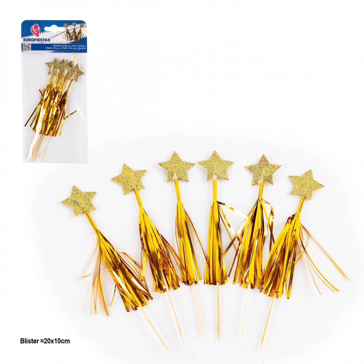 Topper palmeras metalizadas con estrella 6pcs oro