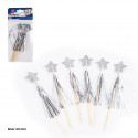 Topper palmeras metalizadas con estrella 6pcs plata