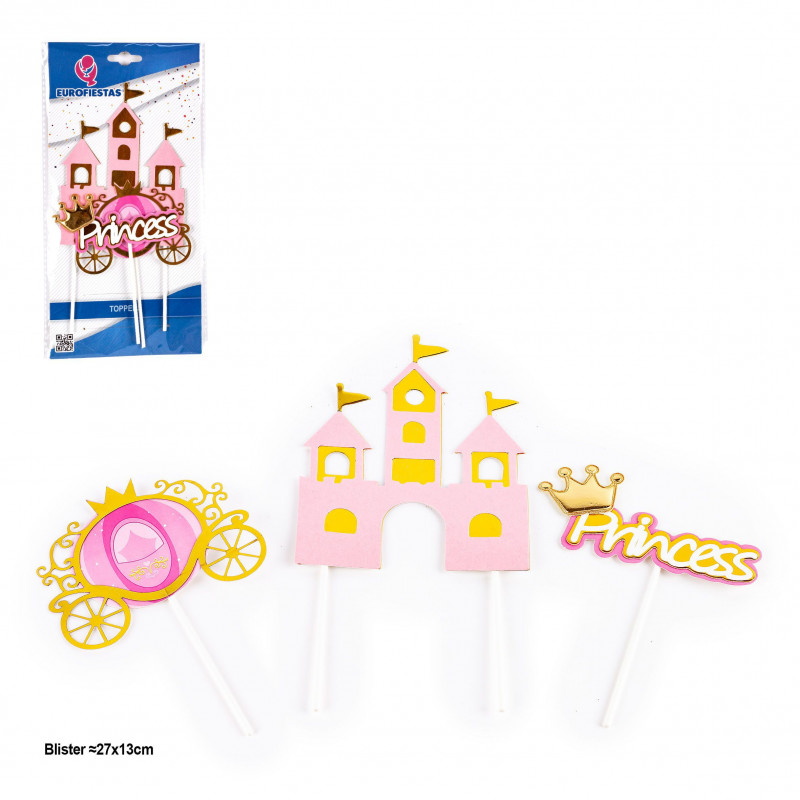 Topper castillo carroza y princess 3pcs