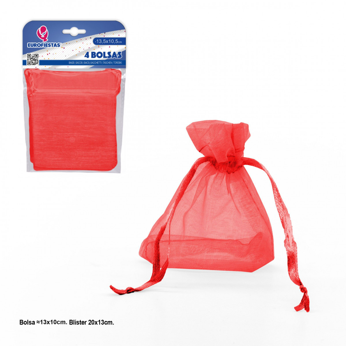 Bolsa poliester 135x105mm rojo