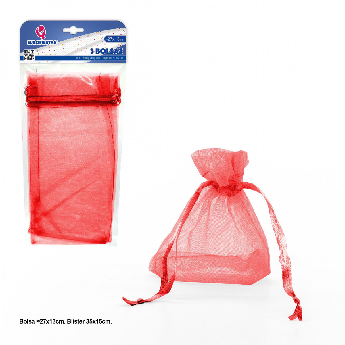 Bolsa poliester 3 270x130mm rojo