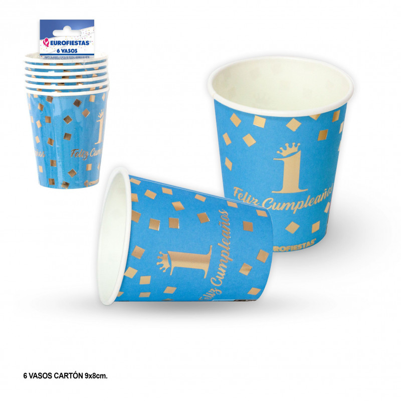 Vaso coleccion feliz 1 cumpleaños azul