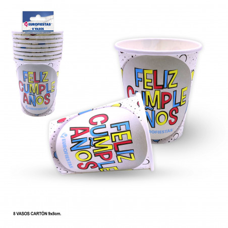 Vaso coleccion lunares colores feliz cumpleaños