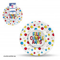 Plato 18cm coleccion lunares colores feliz cumpleaños