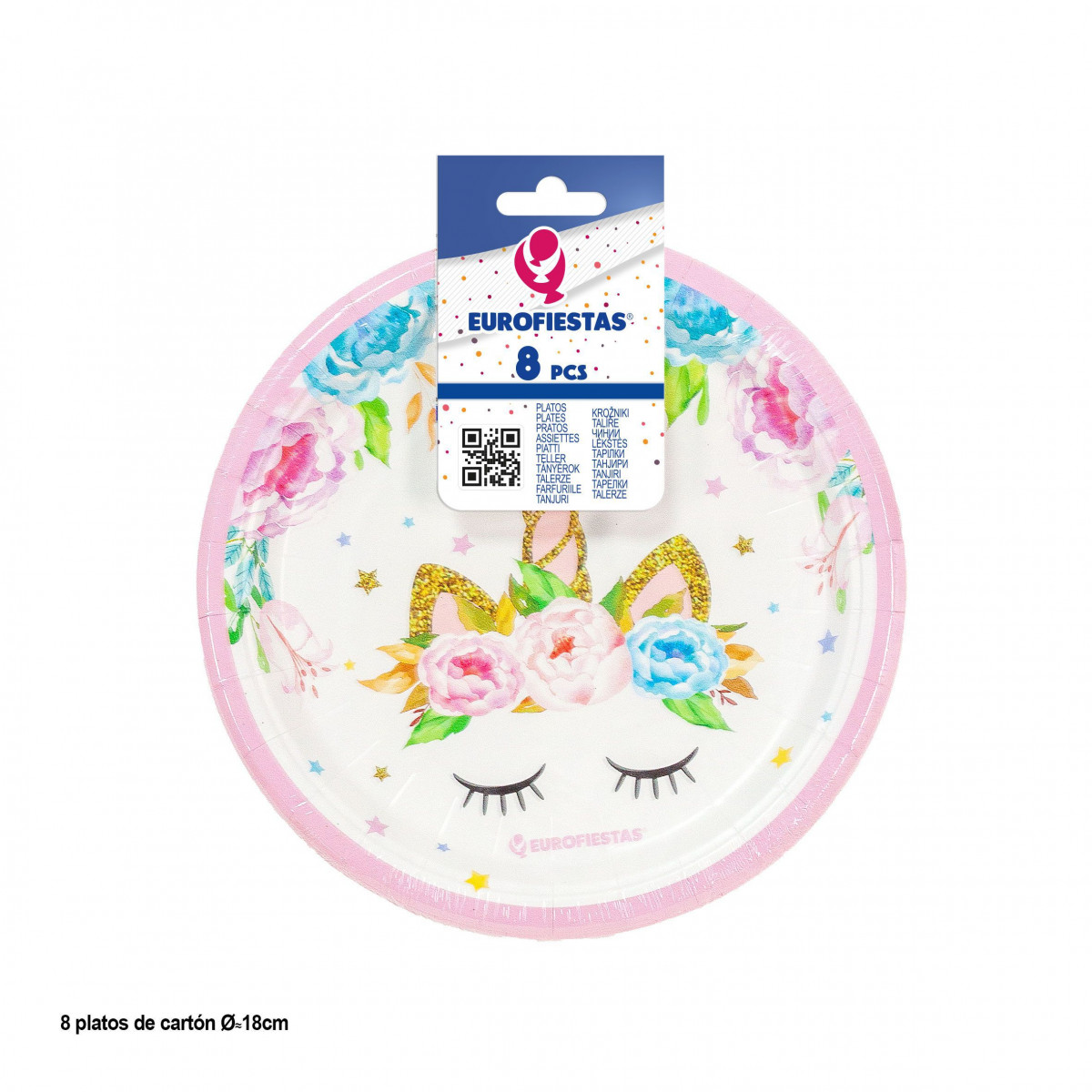 Plato 18cm coleccion unicornio rosa