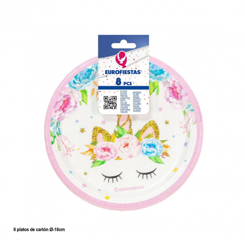 Plato 18cm coleccion unicornio rosa