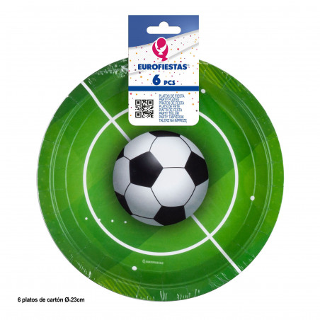 Platos de Cartón de Fútbol Pack de 6 para Fiestas Temáticas y Cumpleaños