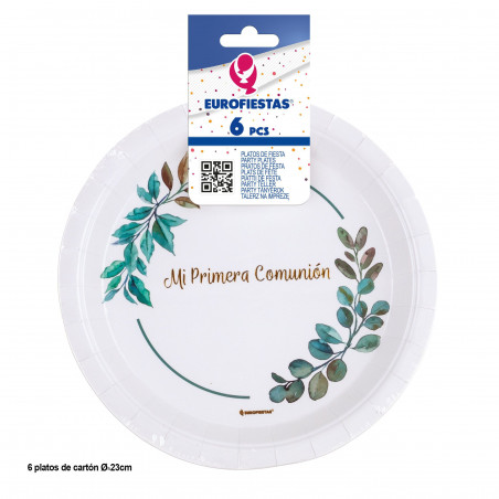 Platos de Cartón "Mi Primera Comunión" – Pack de 6 Unidades