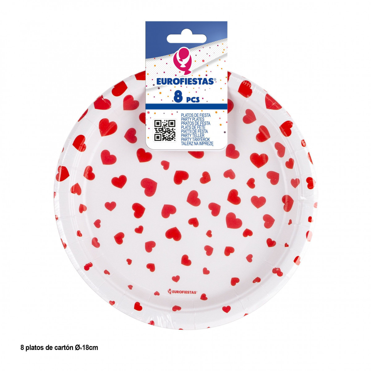 Plato 8pcs 18cm col corazones lluvia love