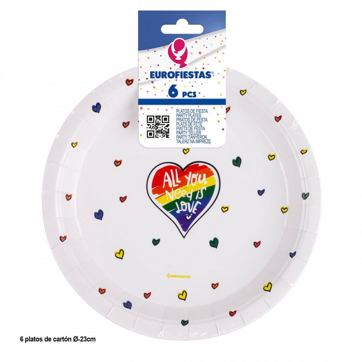 Plato 6pcs 23cm col all you need is love pride