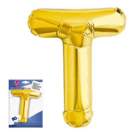 Globo foil letra t altura 80cm.