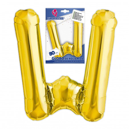 Globo foil letra w altura 80cm.