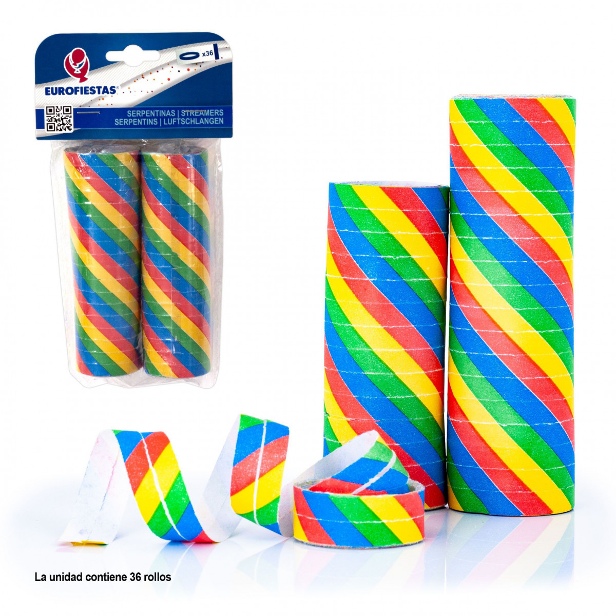 Serpentinas 36 rollos arco iris