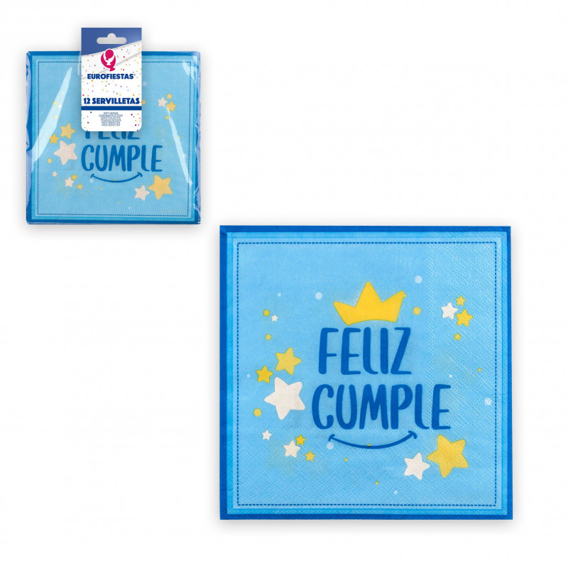 Servilleta coleccion feliz cumple azul