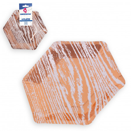 Platos coleccion vetas oro rosa