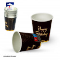Vaso negro y oro col happy birthday dots