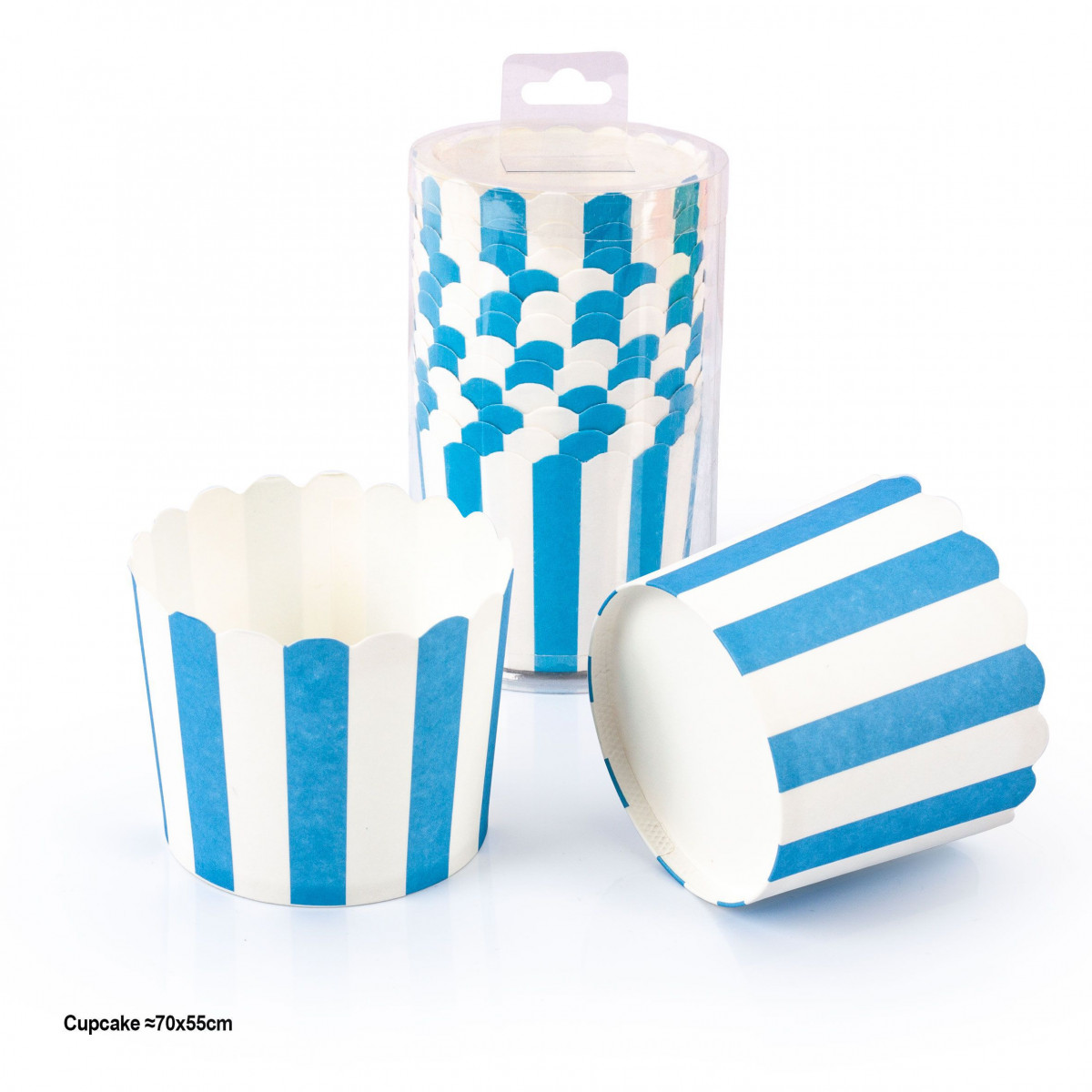 Molde cupcakes 12pcs 70x55mm franjas azul