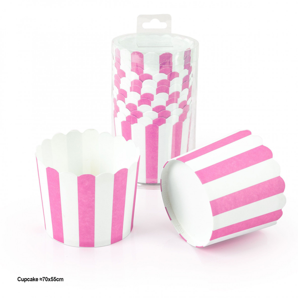 Molde cupcakes 12pcs 70x55mm franjas rosa
