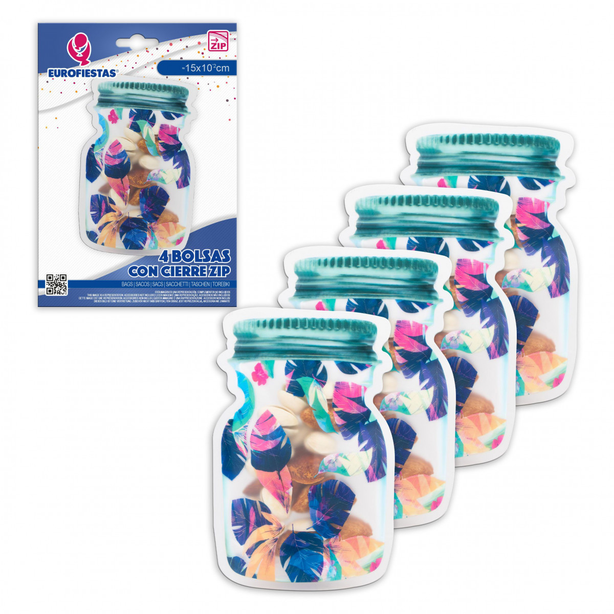 Bolsa zip 4pcs bote hojas azules peq