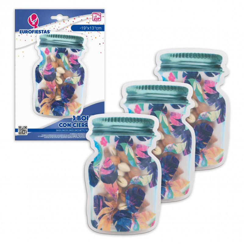 Bolsa zip 3pcs bote hojas azules med