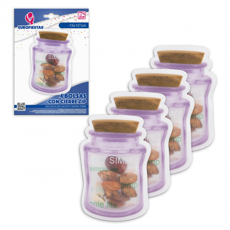 Bolsa zip 4pcs bote con corcho peq