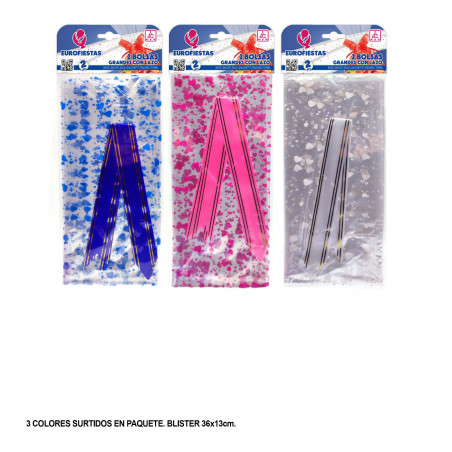 2 bolsas 84x57cm transparentes corazones con lazo