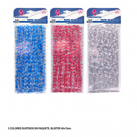 1 papel celofan 95x67cm transparente estrella