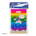 10 bolsas plastico arco iris feliz cumple 25x16.5cm globos
