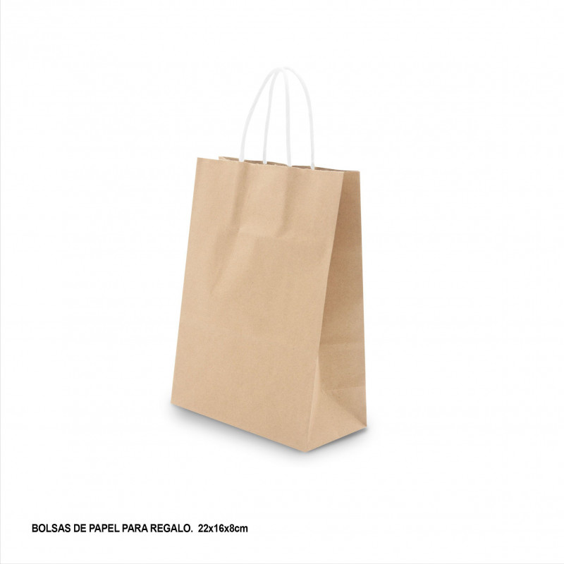 Bolsa papel 22x18x8cm marron