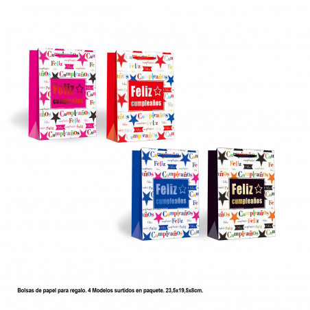 Bolsa feliz cumpleaños tonos 4 modelos pequeña