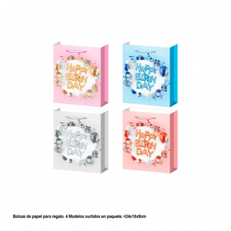 Bolsa happy birthday letras 240x180x85mm 4ms peq