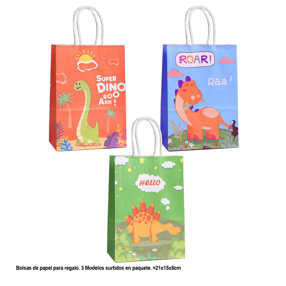 Bolsas de papel con dinosaurios: originales y resistentes