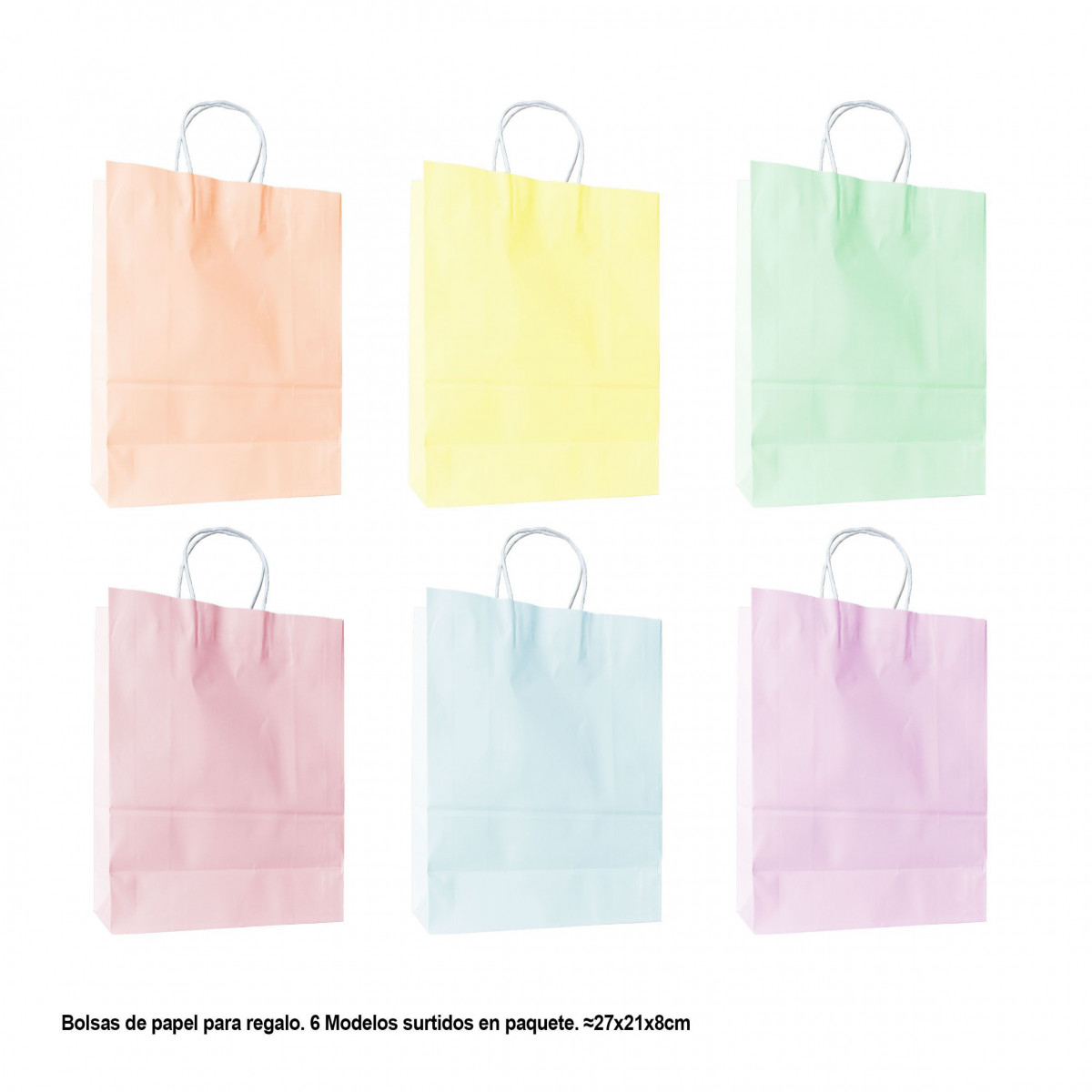 Bolsa colores pastel macaron 27x21x8cm 6ms med