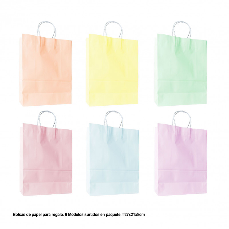 Bolsa colores pastel macaron 27x21x8cm 6ms med