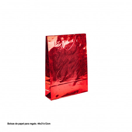 Bolsa regalo rojo metalizado estrellitas 44x31x12cm gr