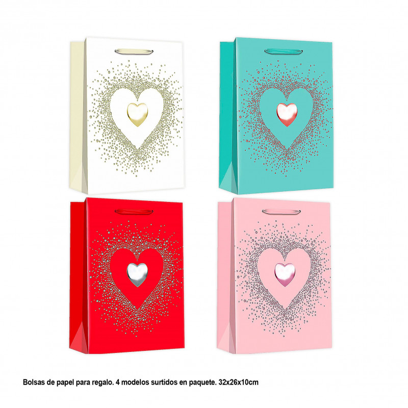 Bolsa san valentin corazon en corazon 32x26x10cm 4ms med