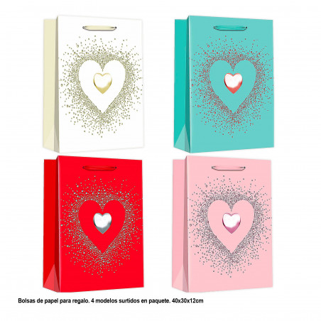 Bolsa san valentin corazon en corazon 40x30x12cm 4ms gr