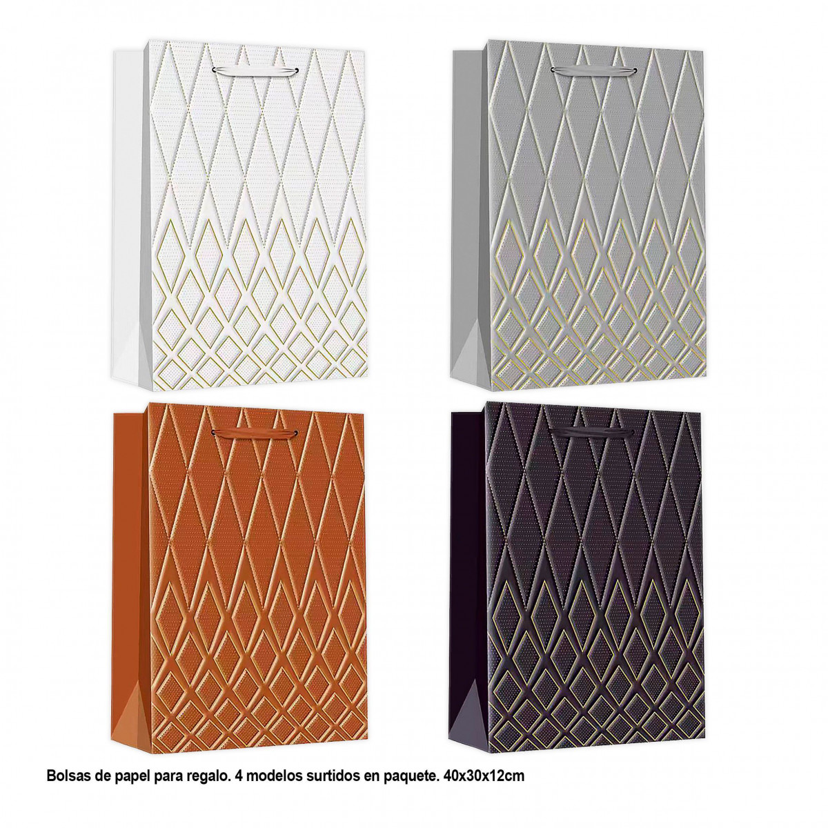 Bolsa contorno rombos 40x30x12cm 4ms gr