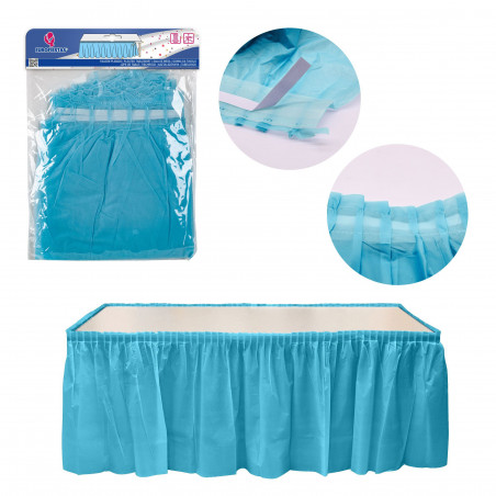 Faldon plisado azul para mesa