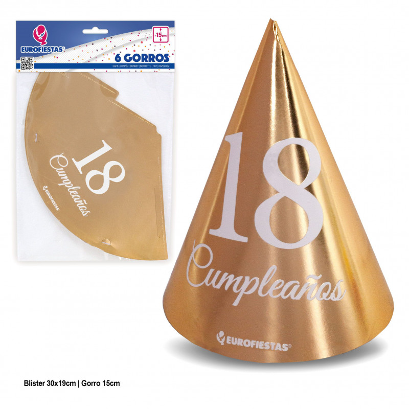 Gorros coleccion oro 18 cumpleaños