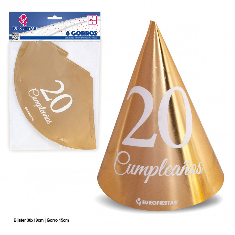 Gorros coleccion oro 20 cumpleaños