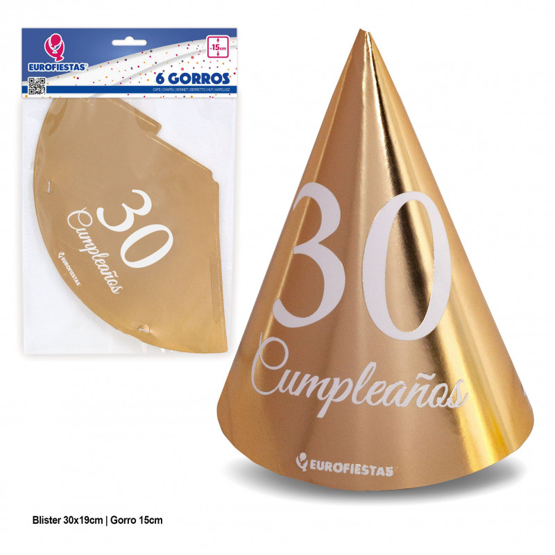 Gorros coleccion oro 30 cumpleaños