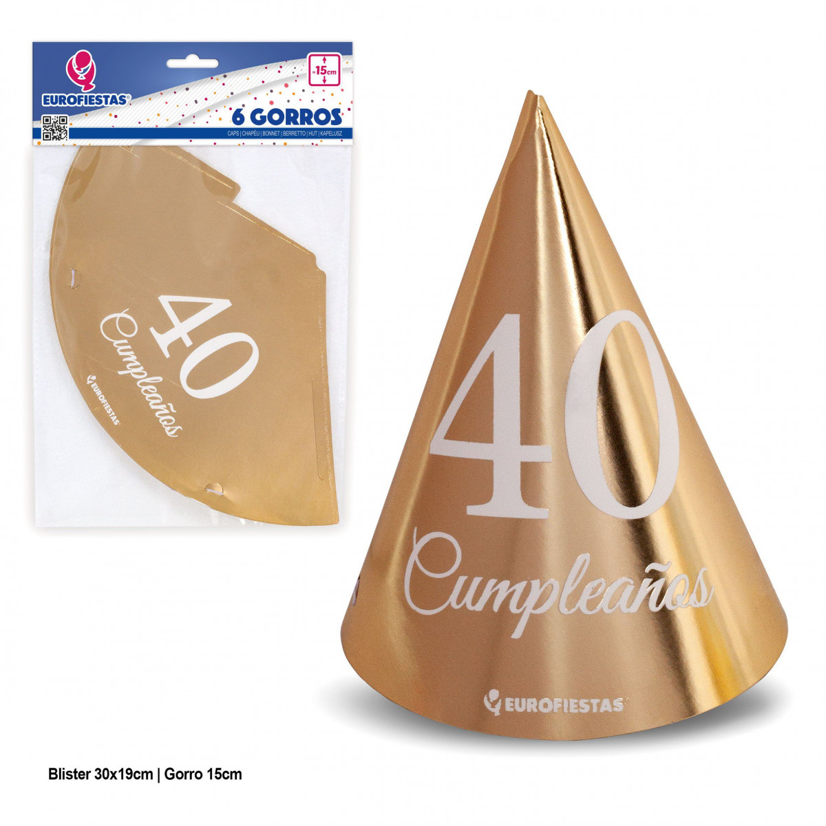 Gorros coleccion oro 40 cumpleaños