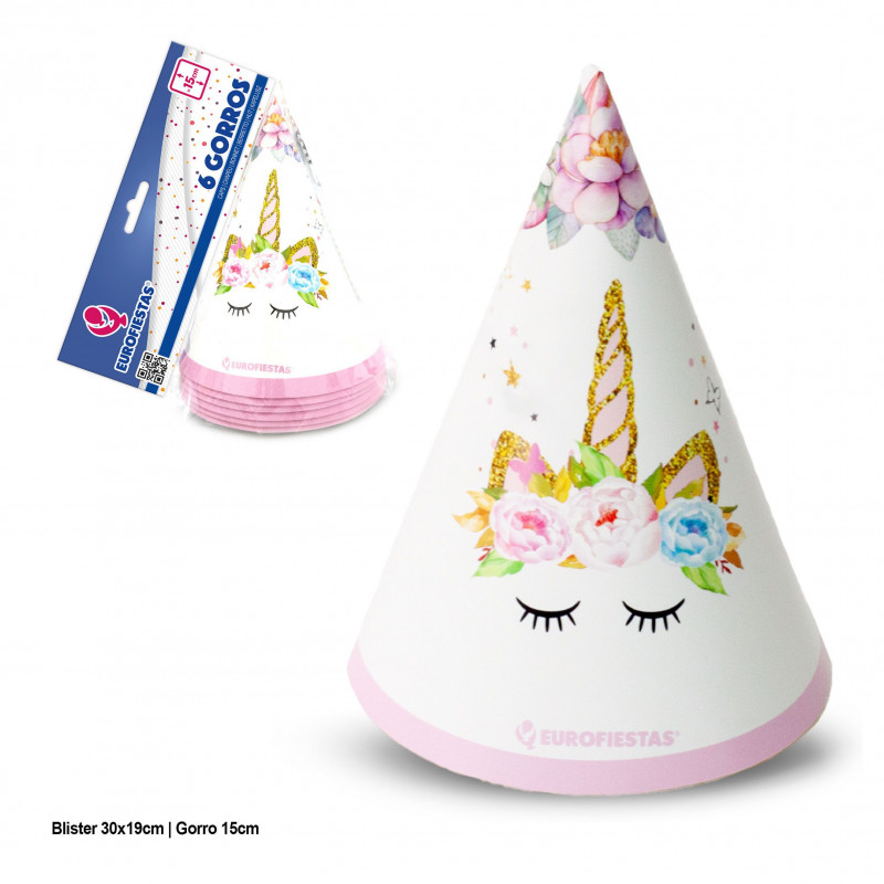 Gorros col unicornio rosa 6pcs