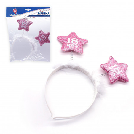 Diadema estrellas rosas 18 años