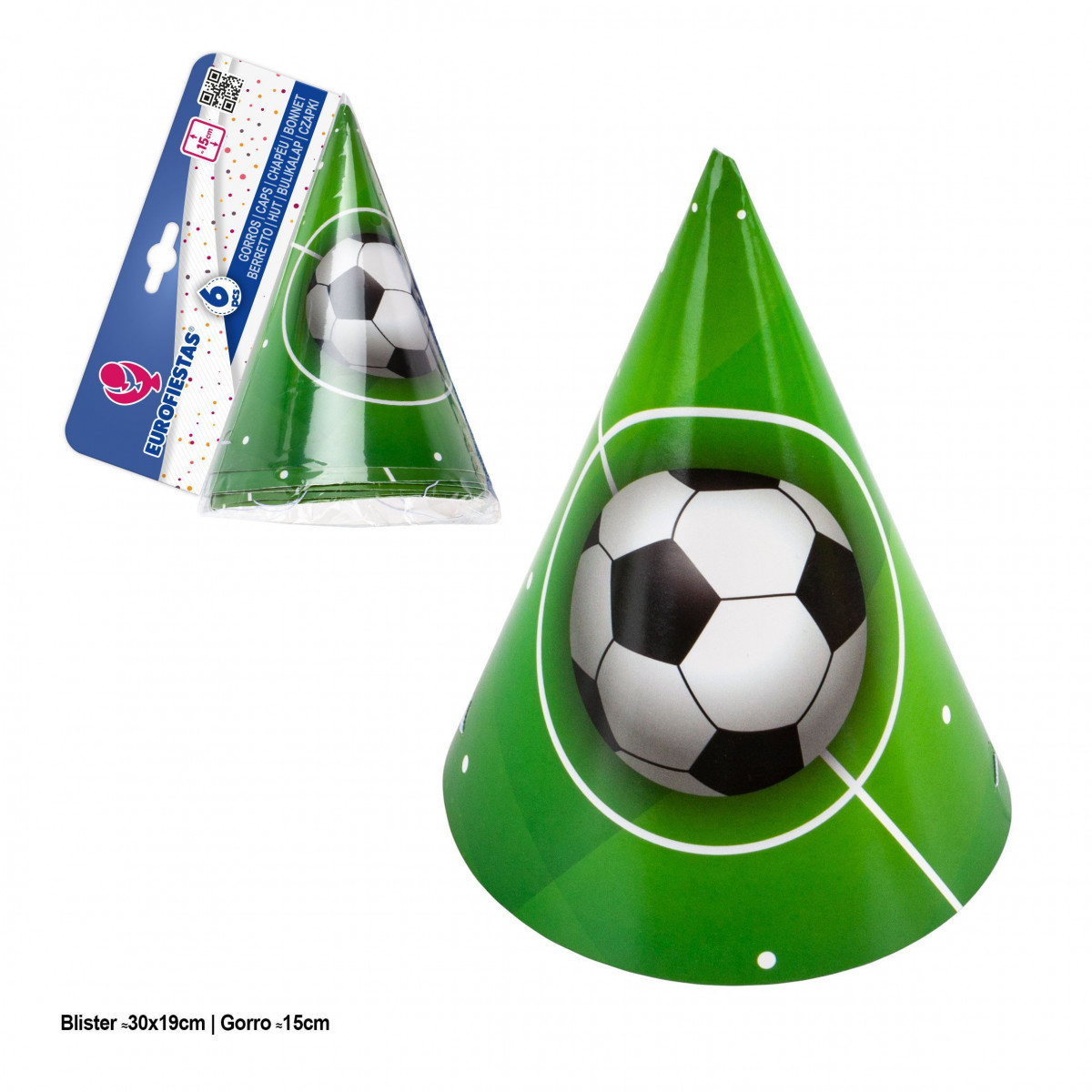 Gorro de fiesta col futbol balon sobre cesped