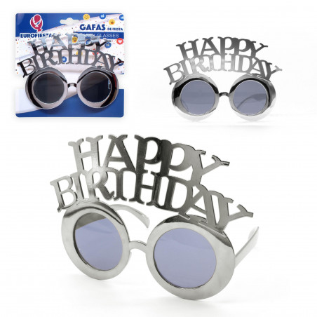 Gafas happy birthday plata