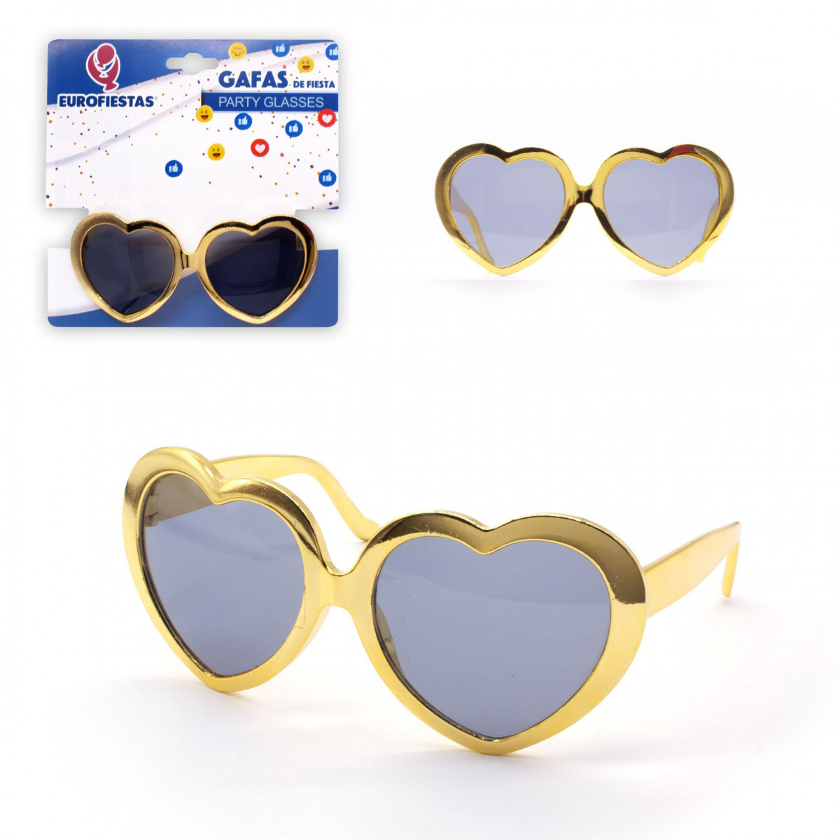 Gafas corazones oro