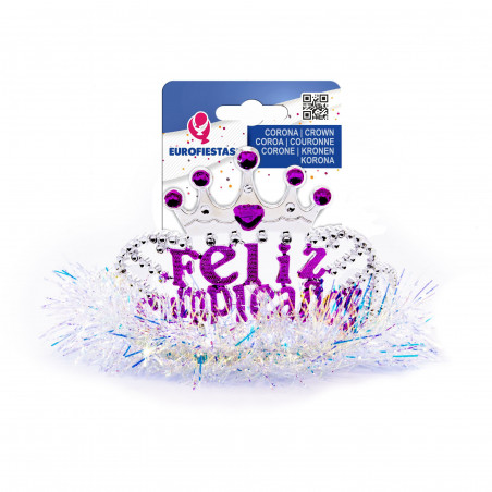 Corona feliz cumpleaños rosa